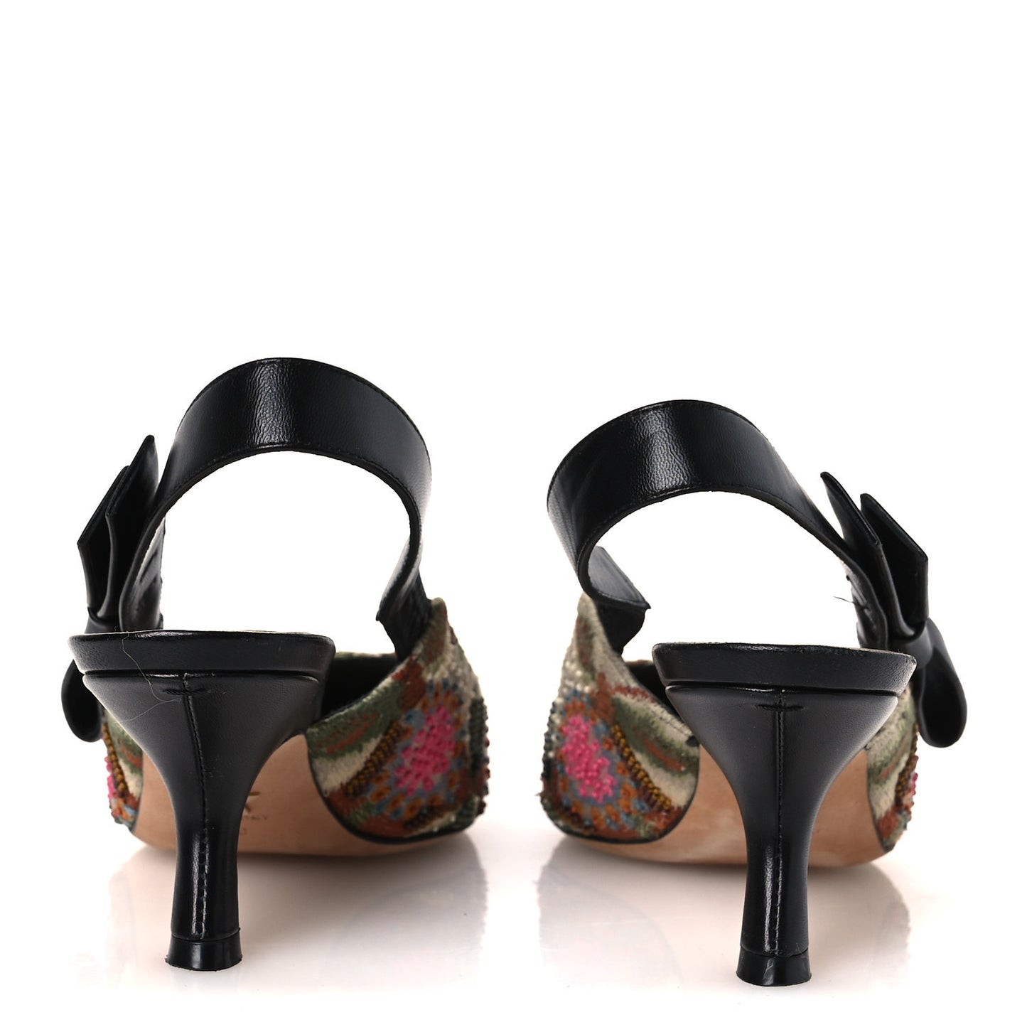 Embroidered Calfskin Beaded Sweet D Sling-Back Pumps 36 Cypress