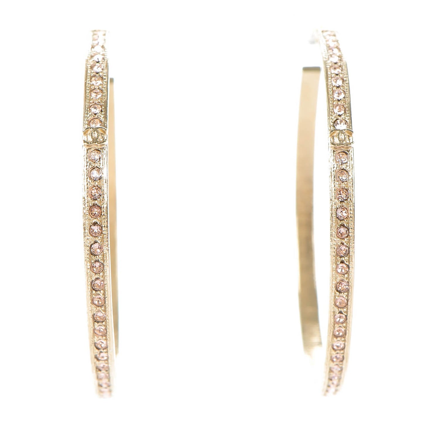 Crystal CC Hoop Earrings Pale Pink Gold