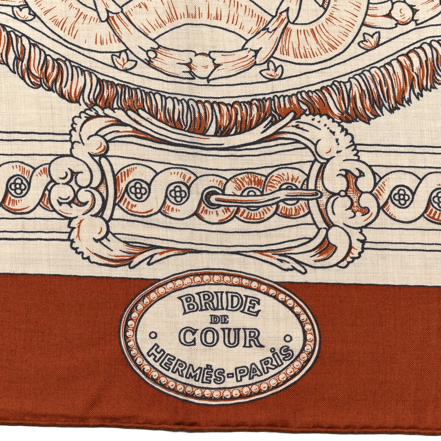Cashmere Silk Bride De Cour Remix Scarf 140 Cacao Naturel Black