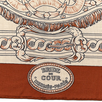 Hermes Cashmere Silk Bride De Cour Remix Scarf 140 Cacao Naturel Black 2 of 4