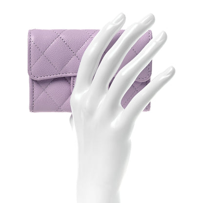 Chanel Caviar Quilted Flap Card Holder Wallet Light Purple 2 of 9