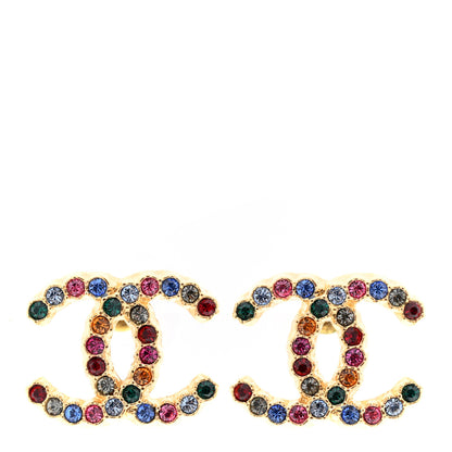 Chanel Crystal Over The Rainbow CC Earrings Gold Multicolor 1 of 5