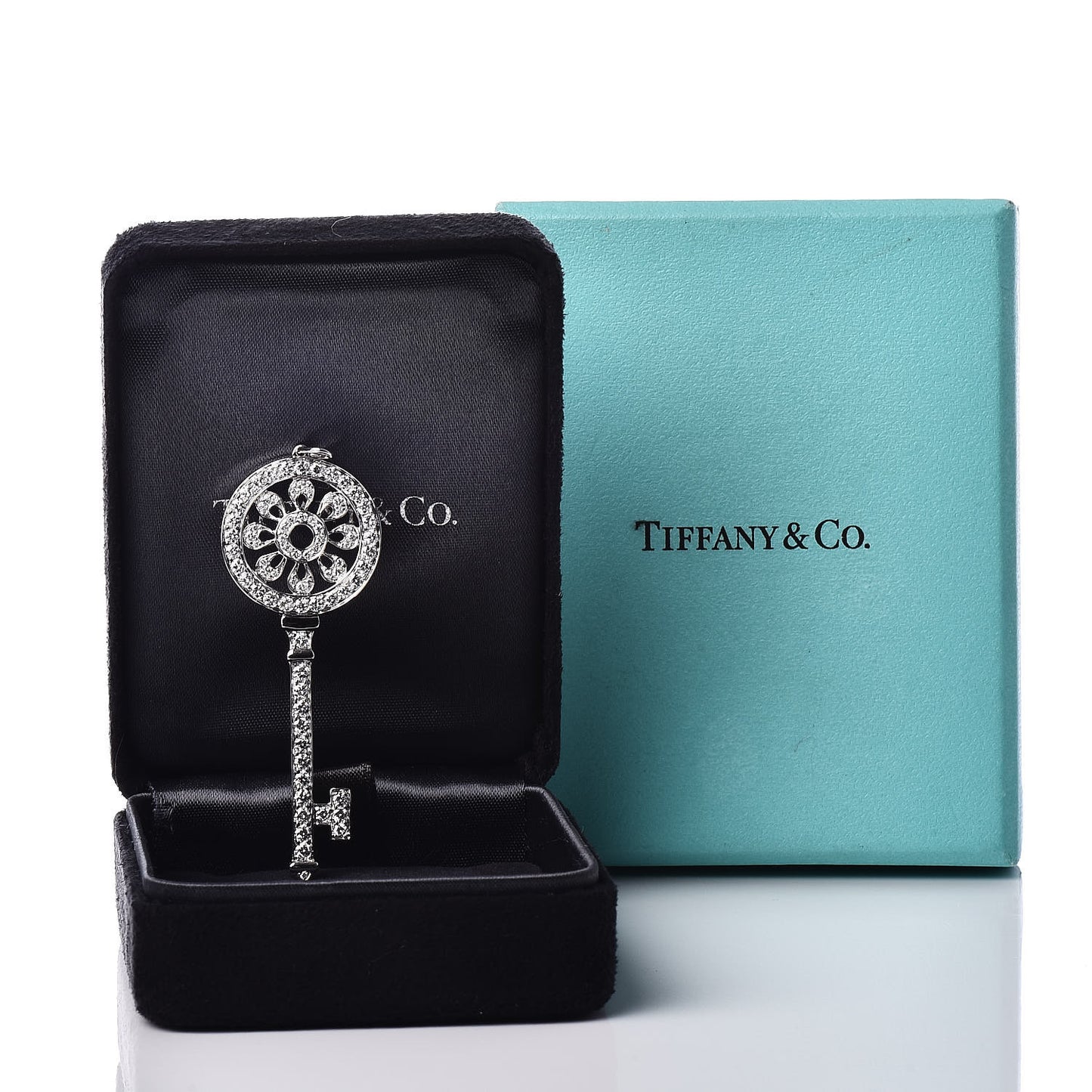 Platinum Diamond Petals Key Pendant