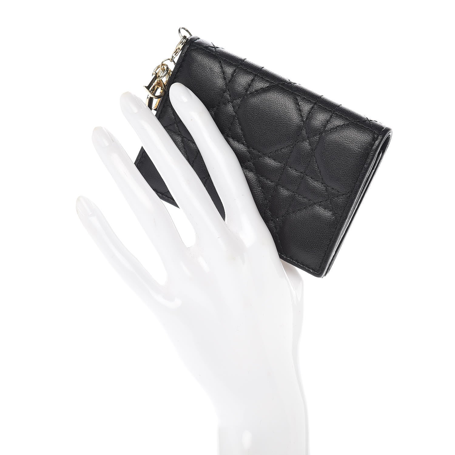 Christian Dior Lambskin Cannage Small Lady Dior Flap Card Holder Black 2 of 8