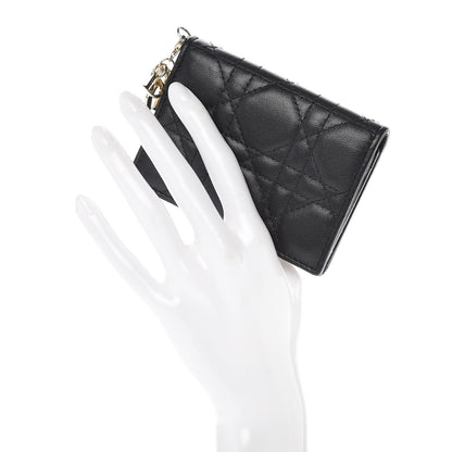 Christian Dior Lambskin Cannage Small Lady Dior Flap Card Holder Black 2 of 8