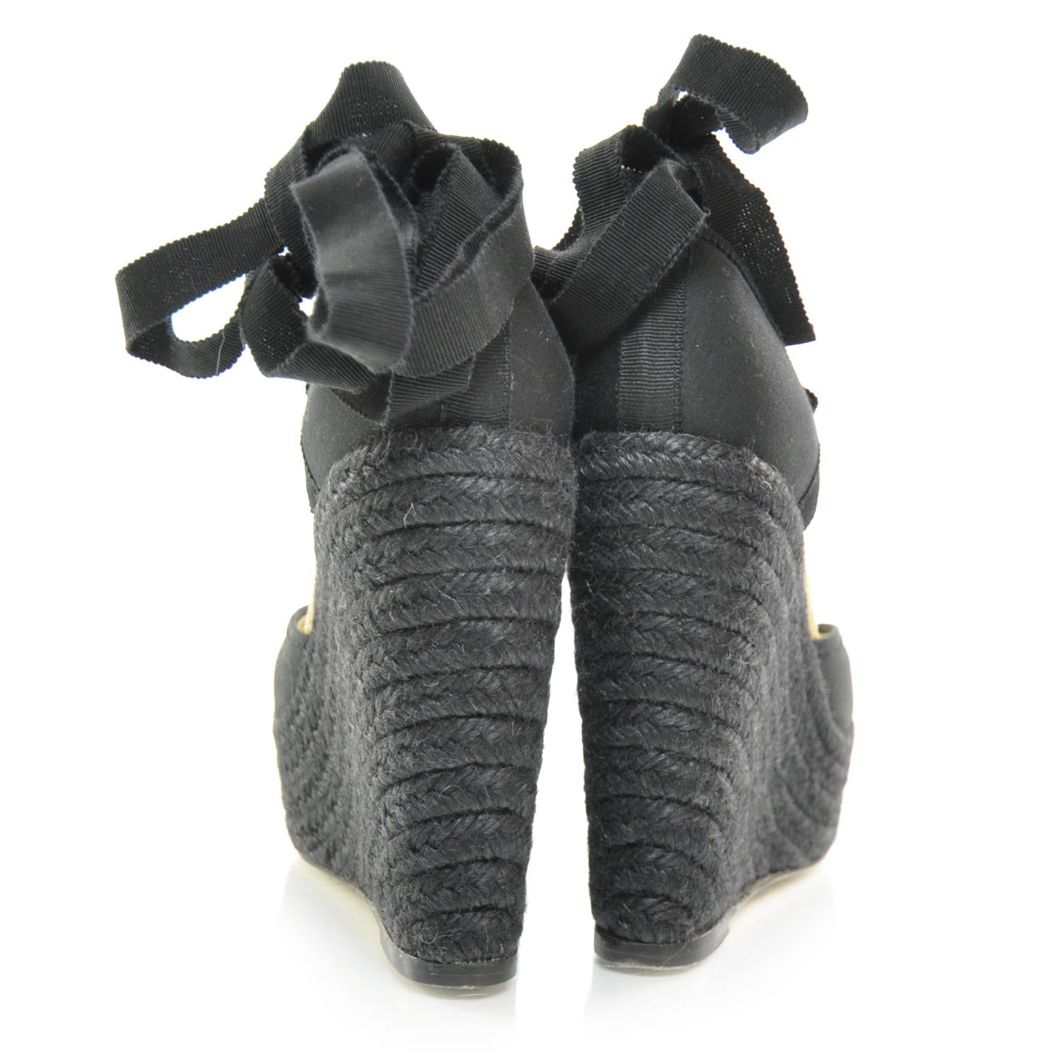 Hermes Espadrille Platform Wedge Sandals 36 Black 3 of 7