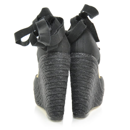 Hermes Espadrille Platform Wedge Sandals 36 Black 3 of 7
