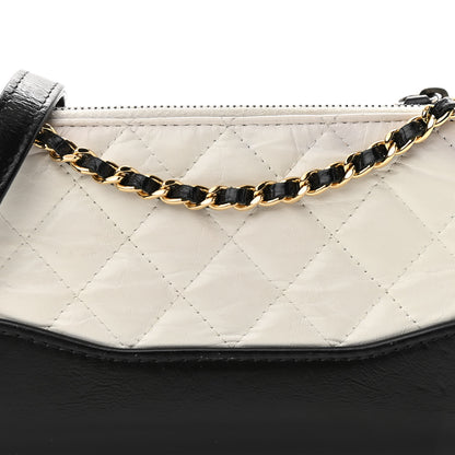 Chanel Aged Calfskin Quilted Small Gabrielle Clutch With Chain White Black 9 of 16