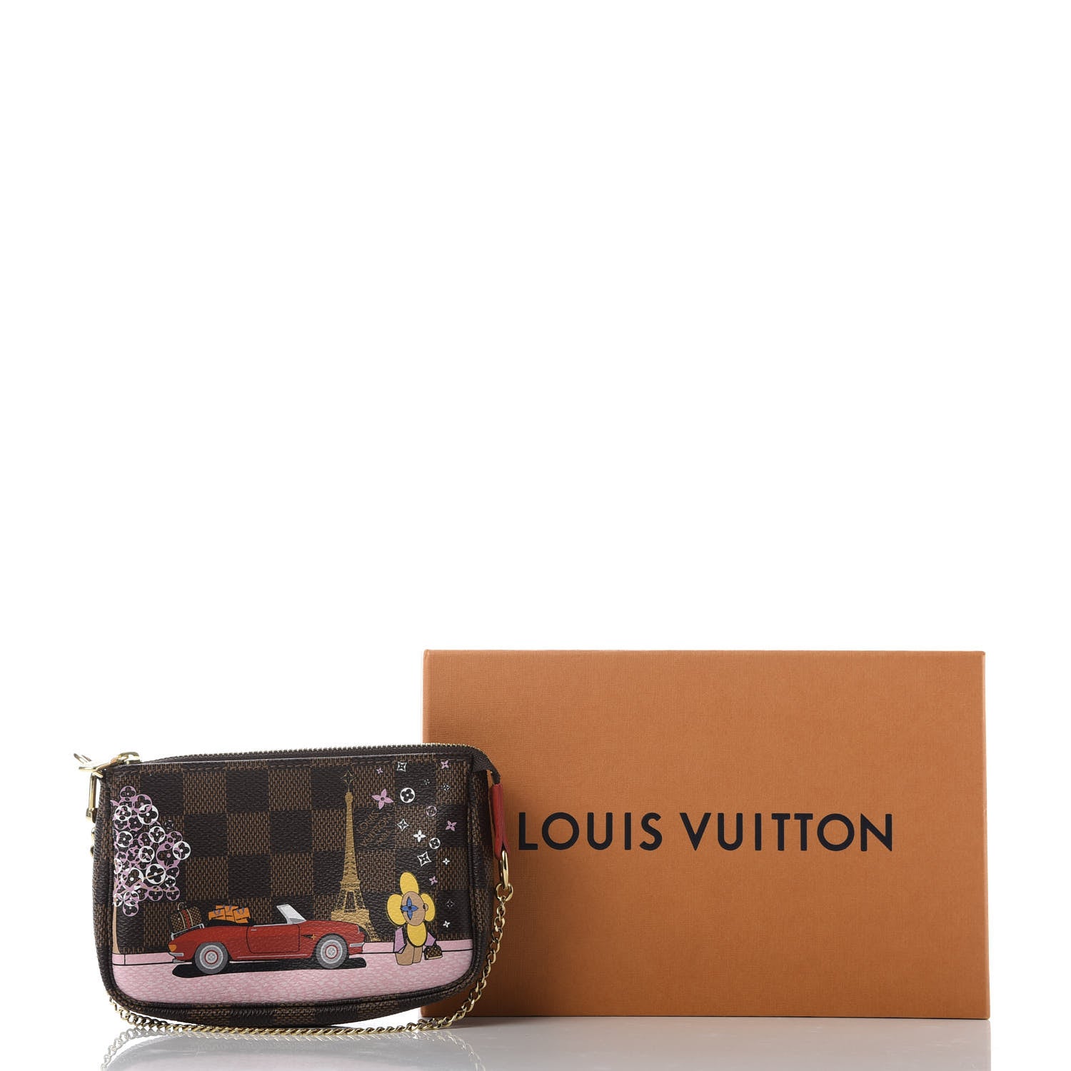 Louis Vuitton Damier Ebene 2019 Christmas Animation Mini Pochette Accessories Red 8 of 8