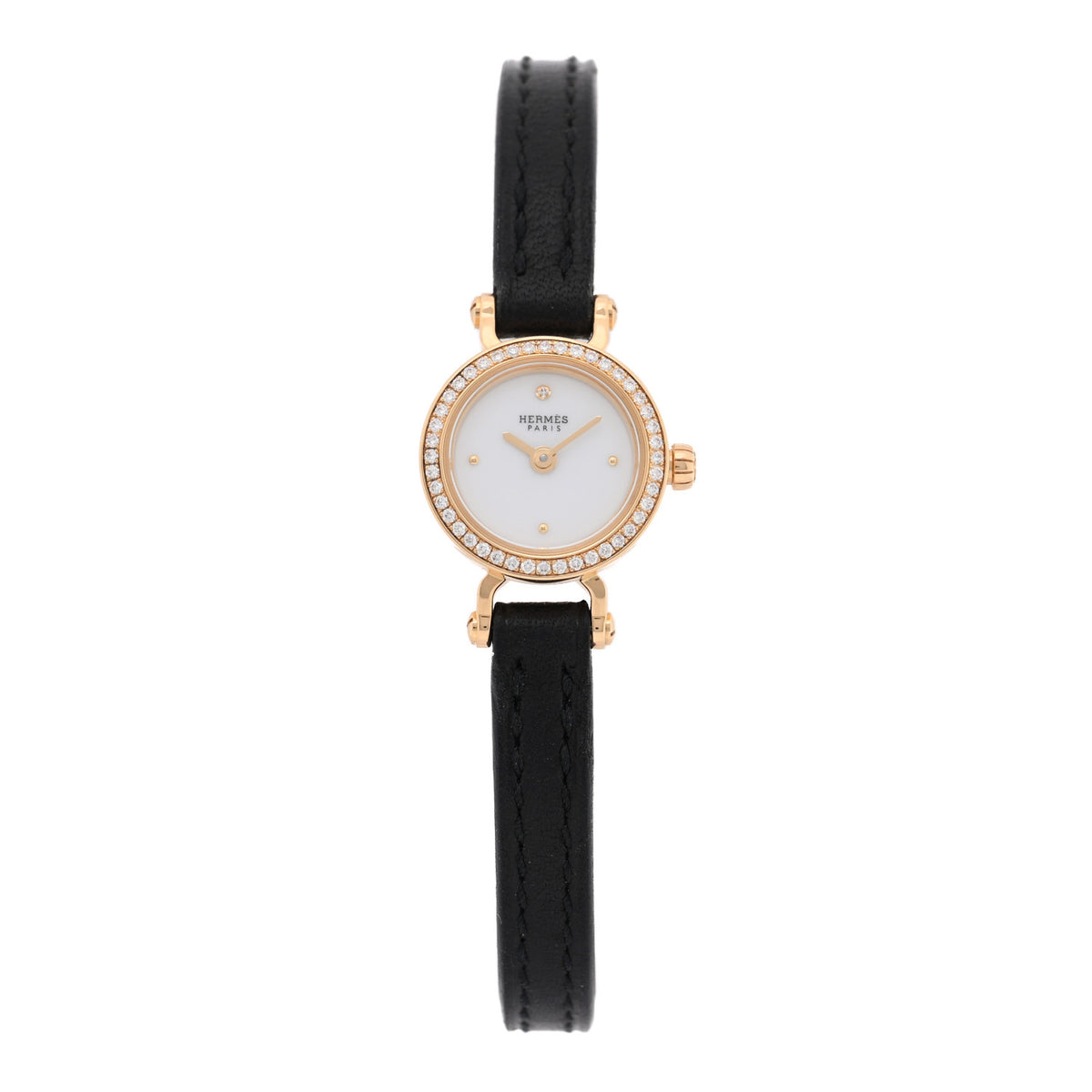 18K Yellow Gold Barenia Diamond 16mm Faubourg Quartz Watch Noir