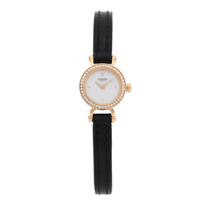Hermes 18K Yellow Gold Barenia Diamond 16mm Faubourg Quartz Watch Noir 1 of 5
