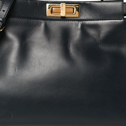 Fendi Vitello Morgan Shiny Nappa Medium Peekaboo Iconic Satchel Lavagna Lago 9 of 11