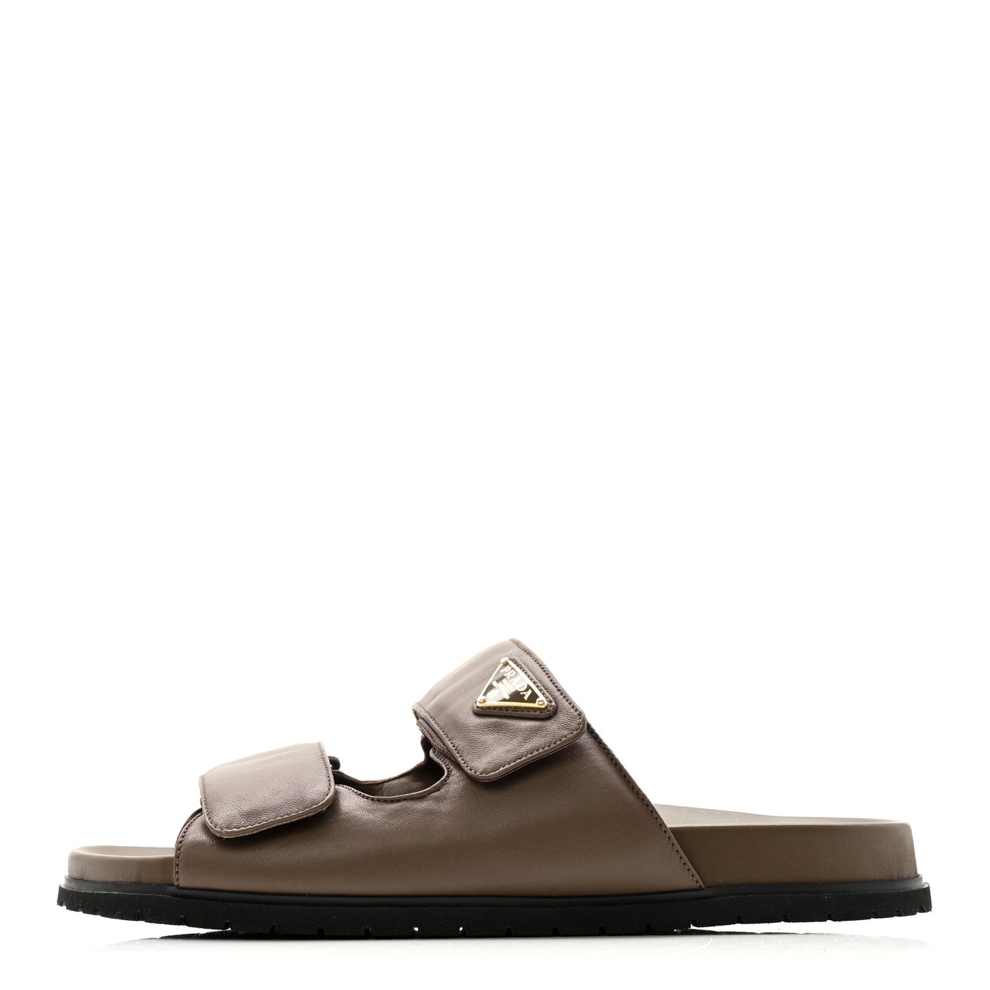 Nappa Logo Velcro Strap Slide Sandals 38.5 Cacao