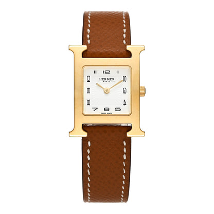 Hermes Stainless Steel Epsom 21mm Heure H Hour Quartz Watch Gold 1 of 4