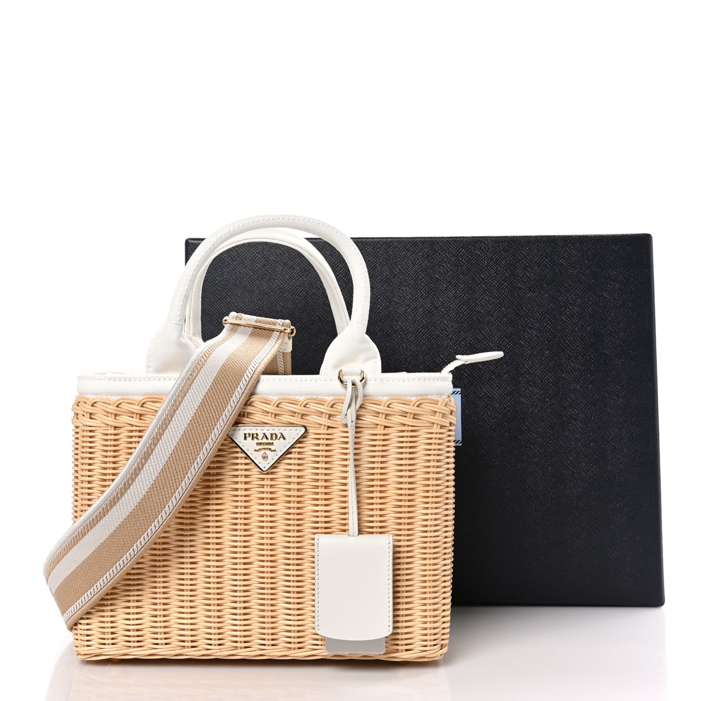 Wicker Canvas Tote Naturale White