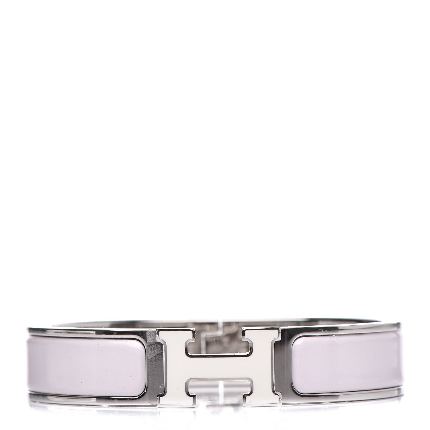 Hermes Enamel Narrow Clic Clac H Bracelet PM Rose Nymph White 1 of 6