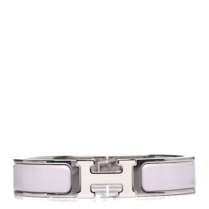 Hermes Enamel Narrow Clic Clac H Bracelet PM Rose Nymph White 1 of 6