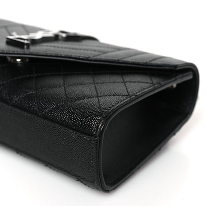 Saint Laurent Grain De Poudre Textured Mixed Matelasse Triquilt Small Monogram Satchel Black 8 of 8