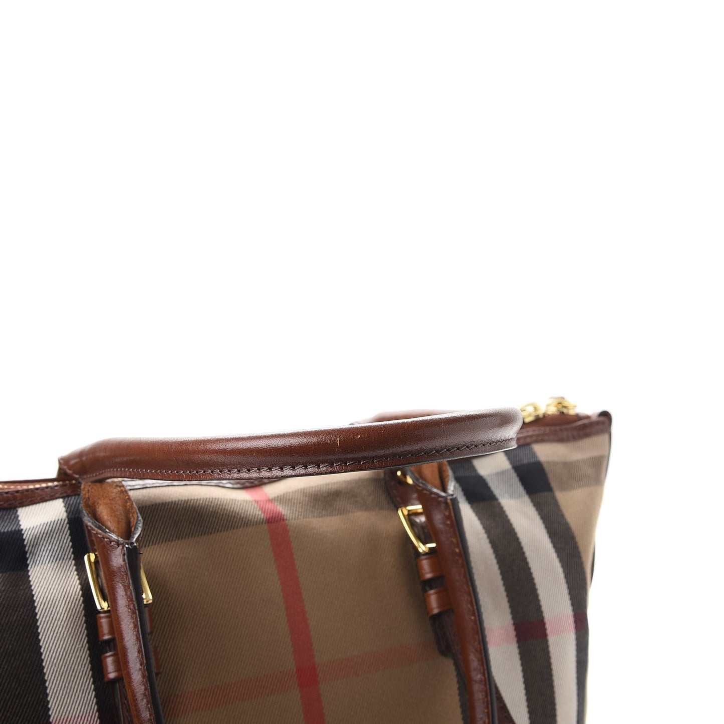Canvas House Check Shoulder Bag Saddle Brown