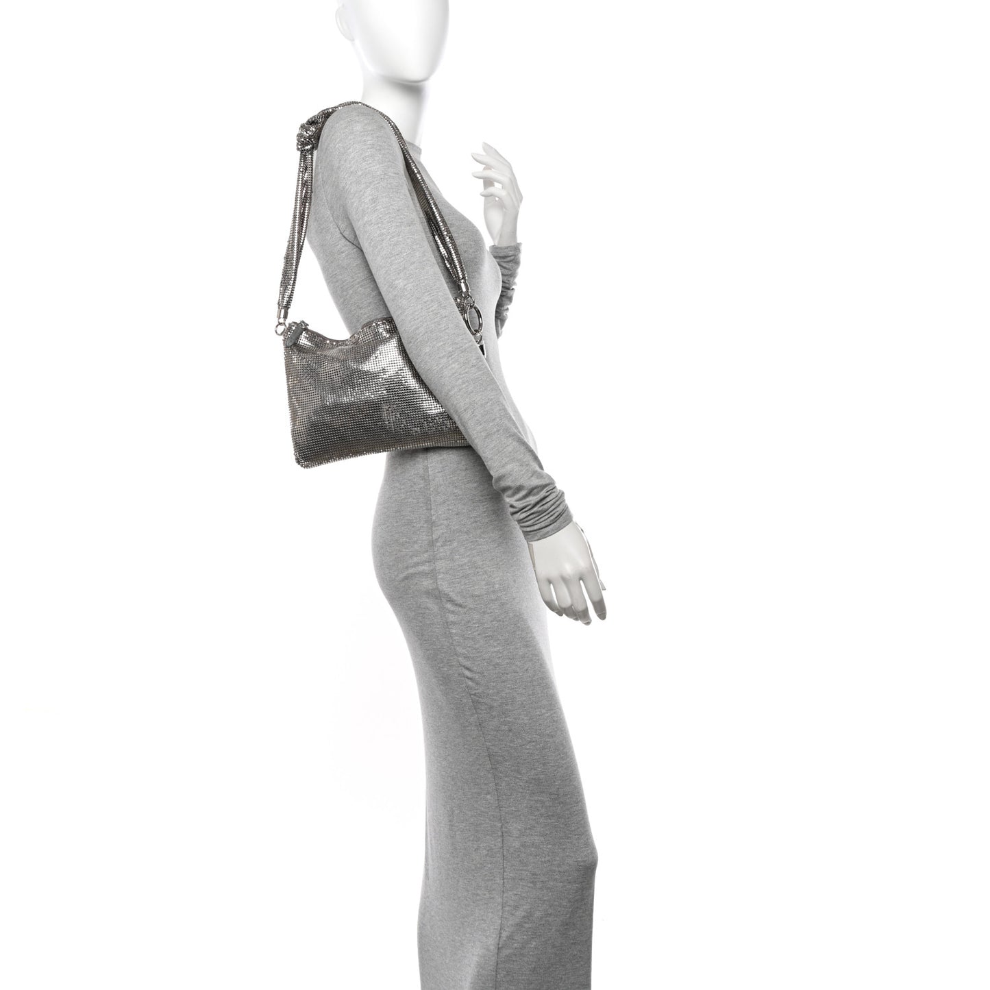 Metal Mesh Callie Tassel Shoulder Bag Silver