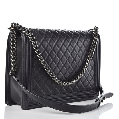 Chanel Lambskin Quilted Large Boy Flap Dark Grey 3 of 14