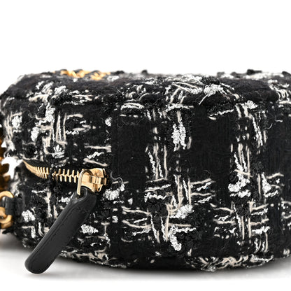 Chanel Tweed Quilted 19 Round Clutch With Chain Black White 10 of 10