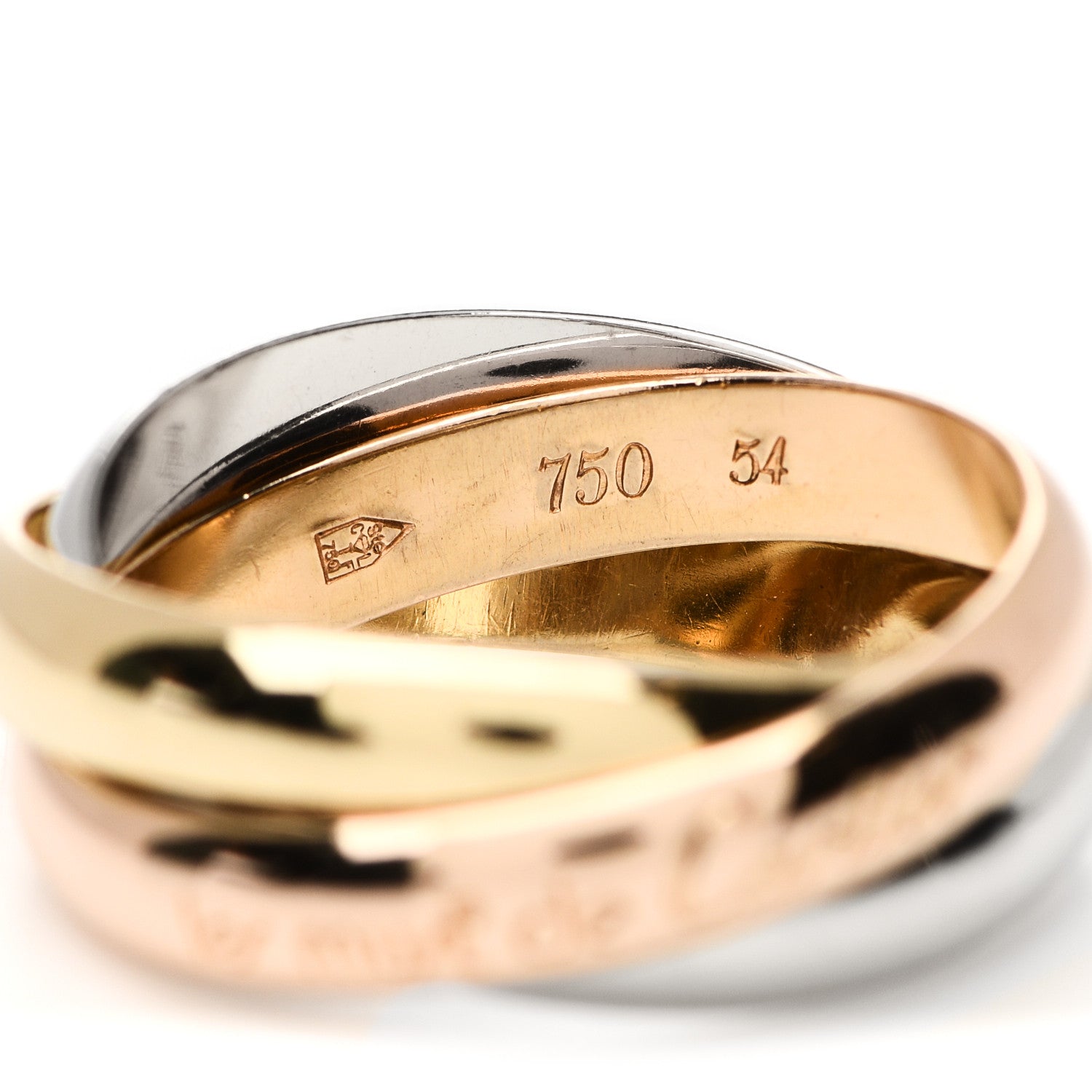 Cartier 18K Pink Yellow White Gold Classic Les Must De Cartier Trinity Ring 54 6.75 5 of 6