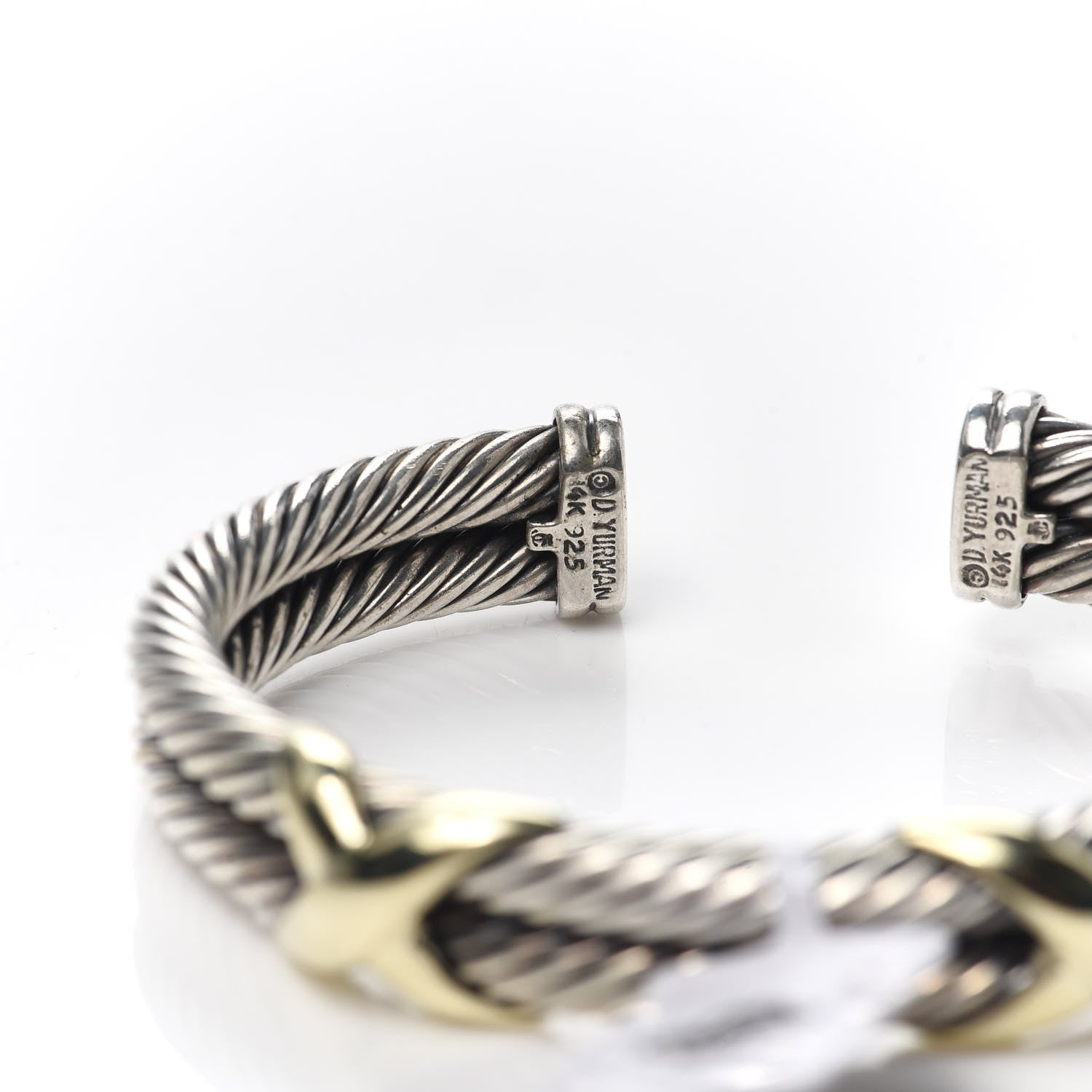 David Yurman Sterling Silver 14K Yellow Gold 10mm Double X Bracelet 4 of 4