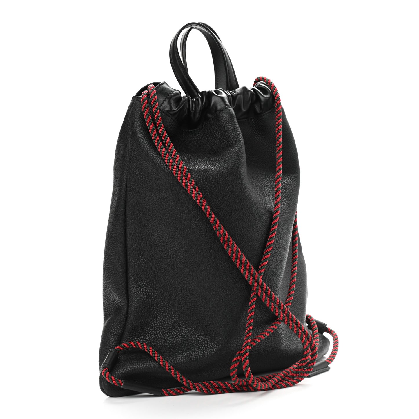 Calfskin Logo Drawstring Backpack Black