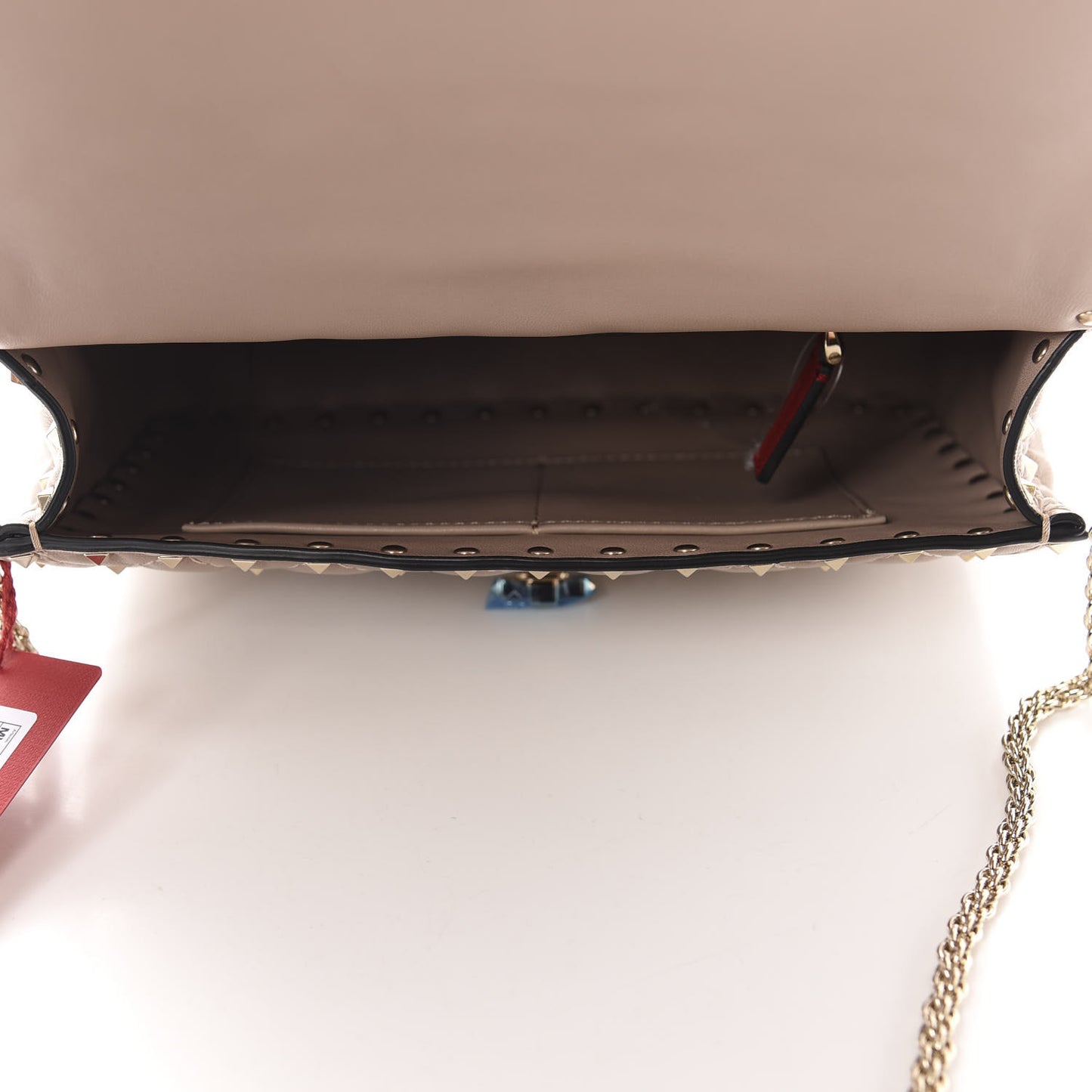 Lambskin Medium Rockstud Spike Shoulder Bag Poudre