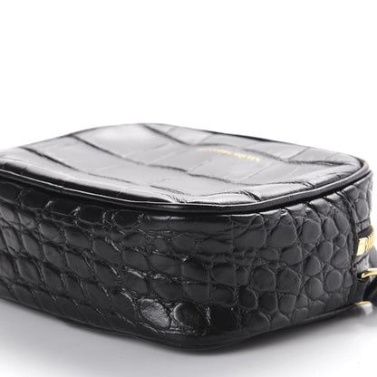 Alexander McQueen Calfskin Crocodile Embossed Camera Shoulder Bag Black 7 of 10