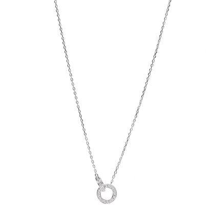 Cartier 18K White Gold Diamond Interlocking LOVE Paved Necklace 1 of 7