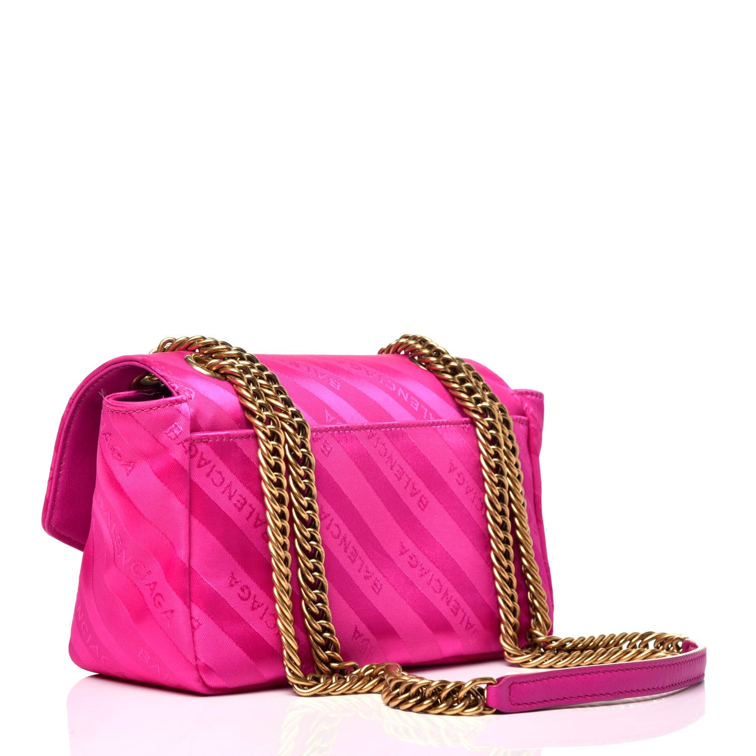 Balenciaga Nylon Jacquard Diagonal Logo S BB Round Shoulder Bag Rose Magenta 3 of 9