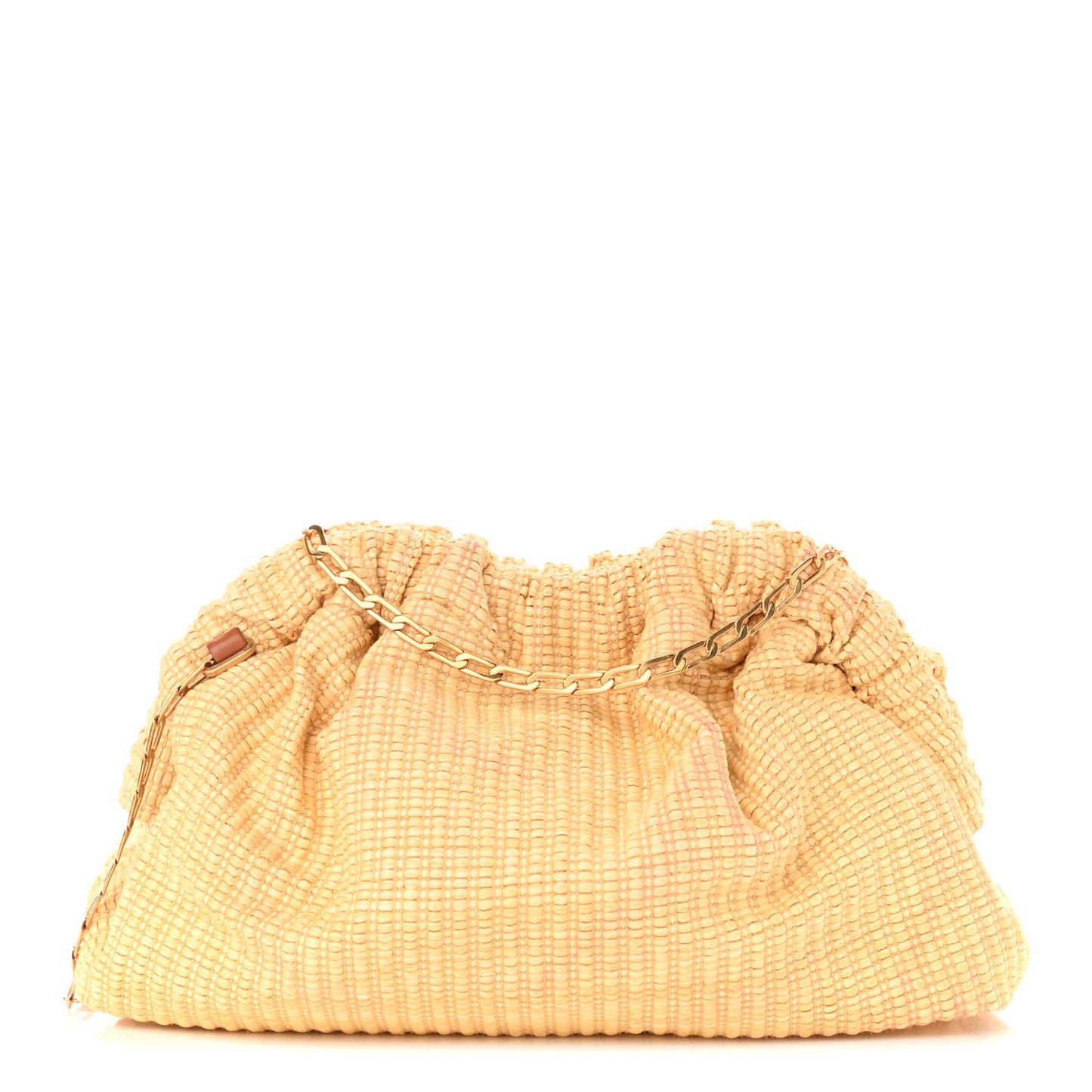 Woven Raffia Mini Cloud Chain Clutch Natural