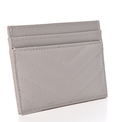 Saint Laurent Grain De Poudre Matelasse Chevron Monogram Credit Card Case Granite 3 of 7