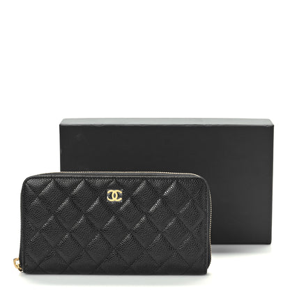 Chanel Caviar Quilted Large Zip Around Wallet Black 10 of 10