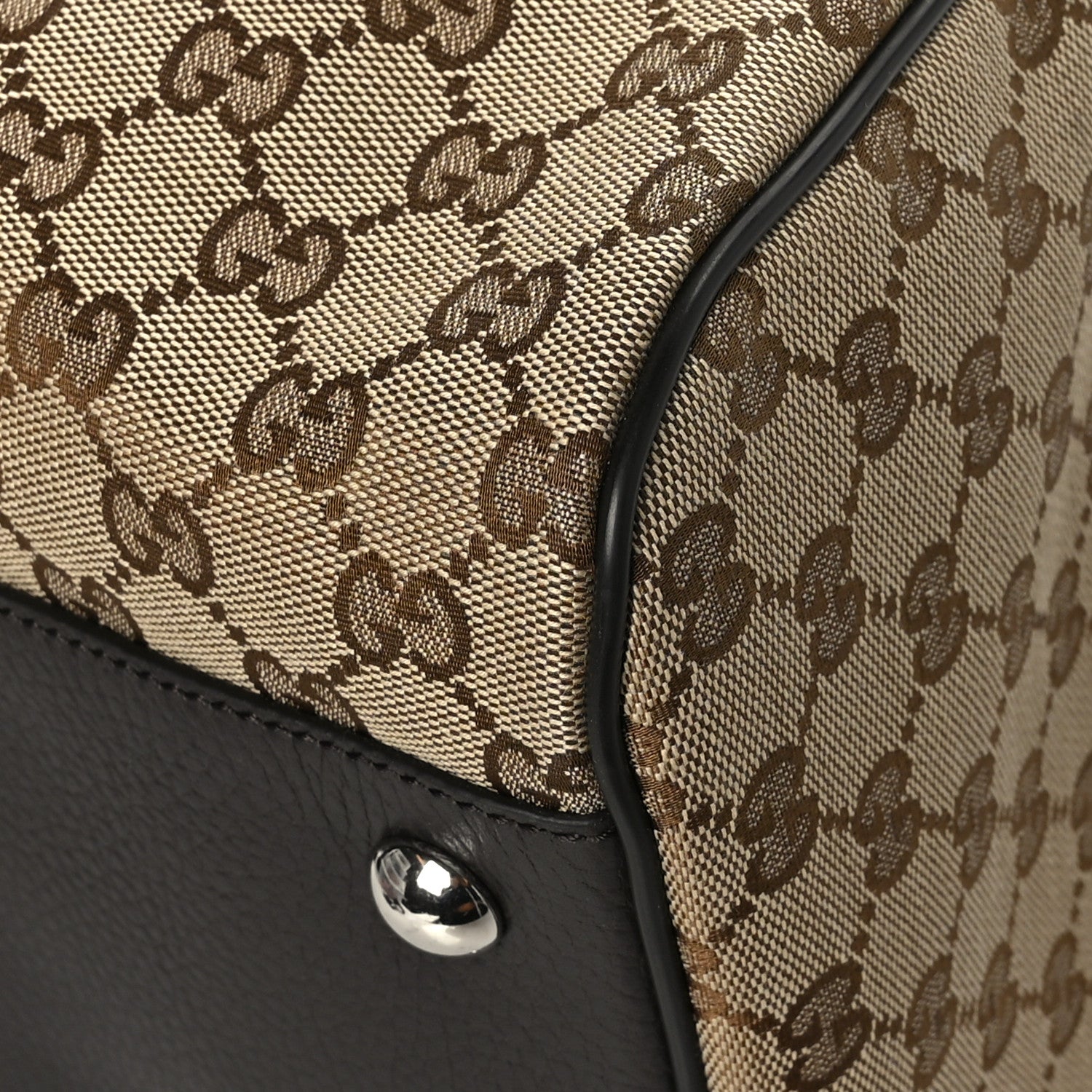 Gucci Monogram Dollar Calfskin Boston Duffle Bag Beige Ebony Testa di Moro Marrone Scuro 9 of 11