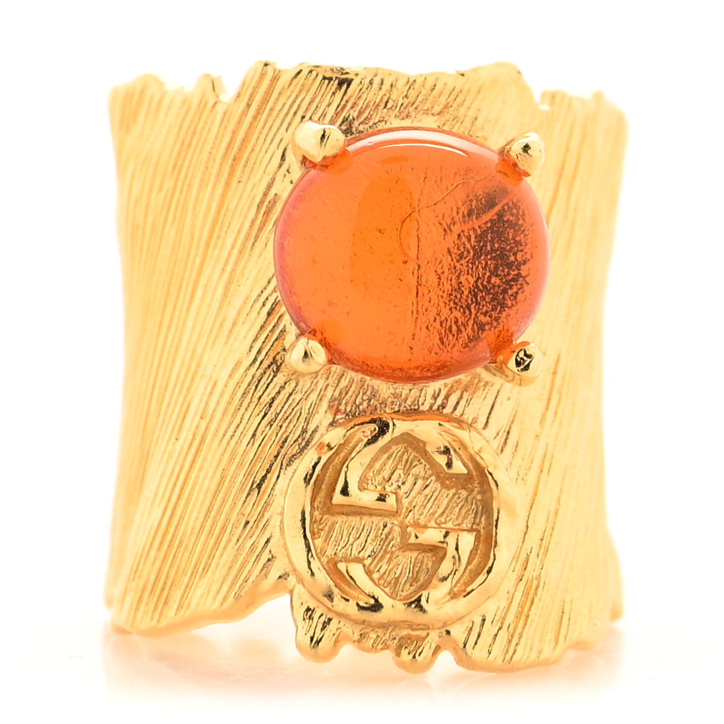 Textured Metal Interlocking G Ring S Gold