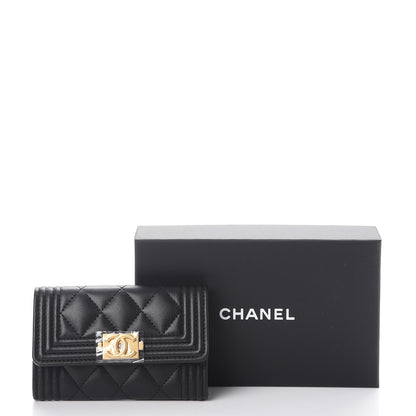 Chanel Lambskin Quilted Boy Card Holder Wallet Black 9 of 9