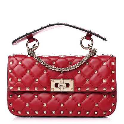 Valentino Garavani Lambskin Small Rockstud Spike Shoulder Bag Red 1 of 9