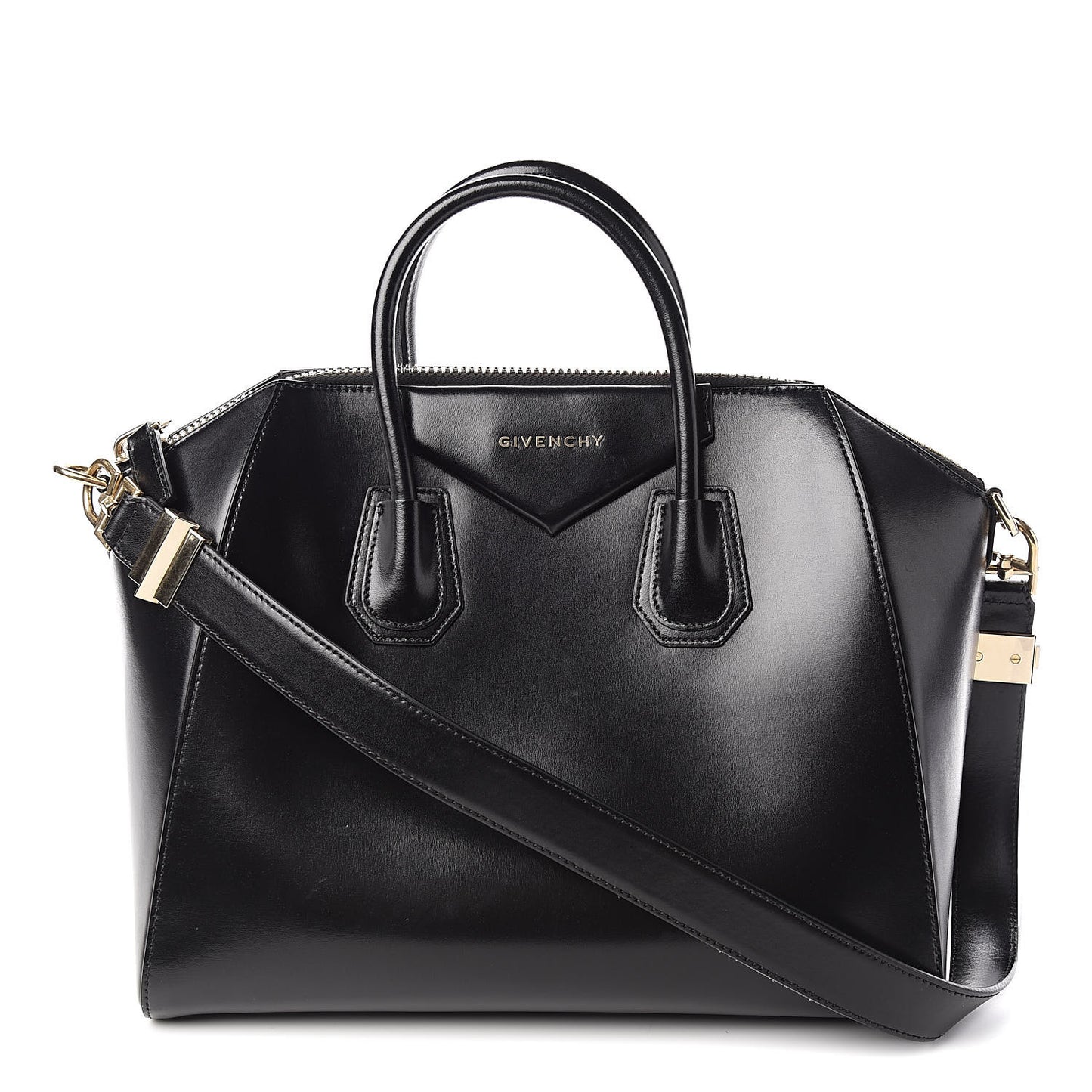 Shiny Lord Calfskin Medium Antigona Black