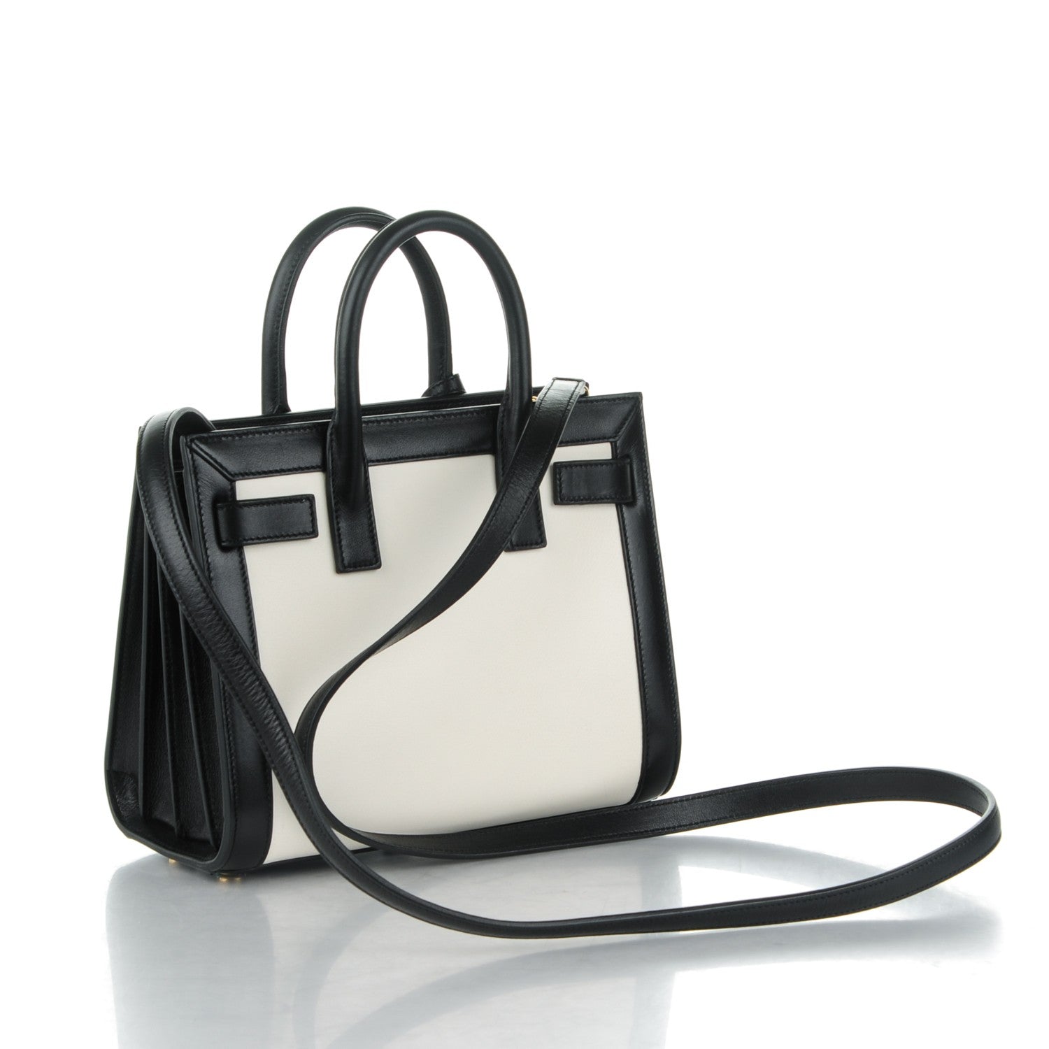 Saint Laurent Calfskin Bi-Color Nano Sac De Jour Porcellana Black 3 of 6