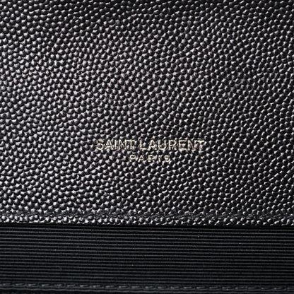 Saint Laurent Grain De Poudre Textured Mixed Matelasse Large Triquilt Monogram Monochrome Satchel Black 5 of 9