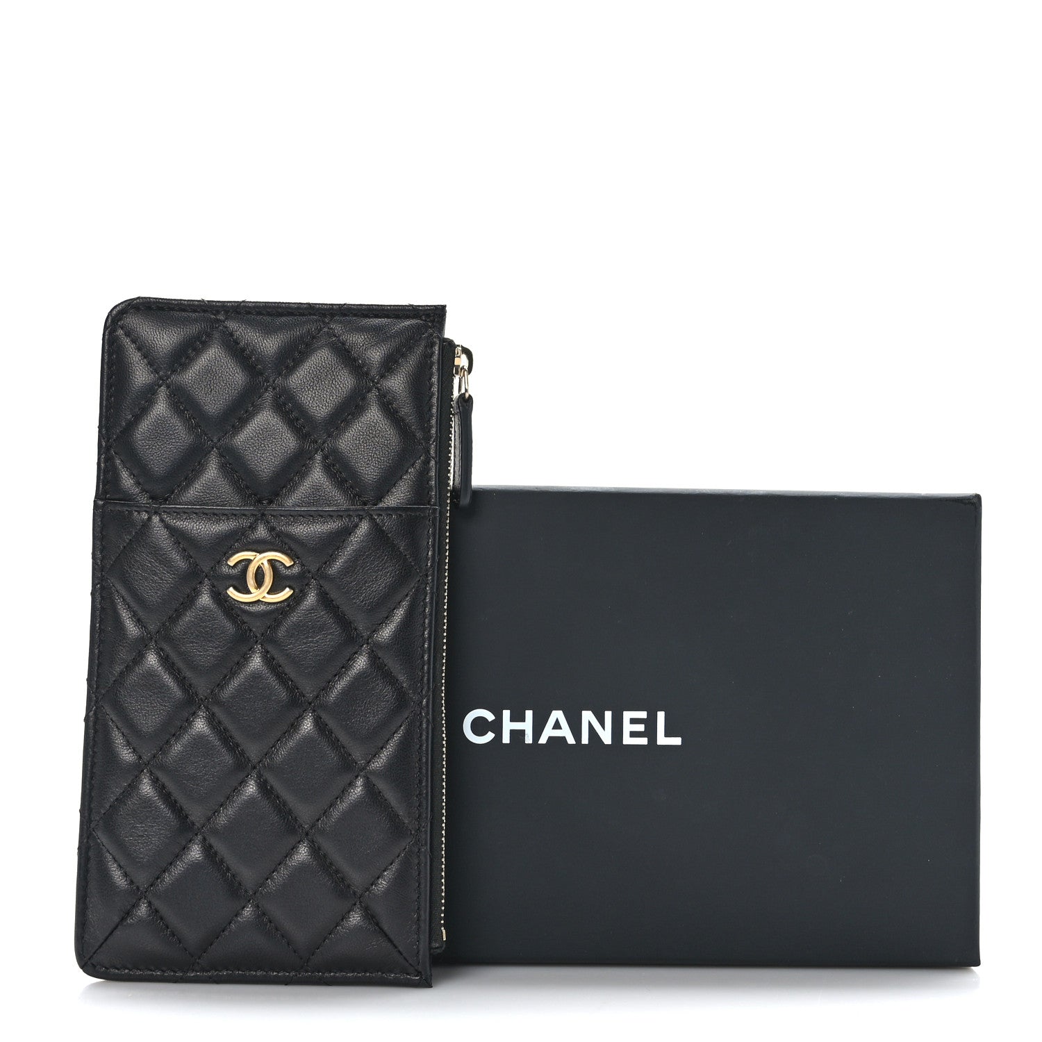 Chanel Lambskin Quilted Egyptian Amulet Classic Flat Wallet Pouch Black 8 of 8