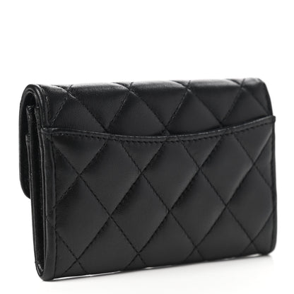 Chanel Lambskin Quilted Flap Card Holder Wallet Black 3 of 8