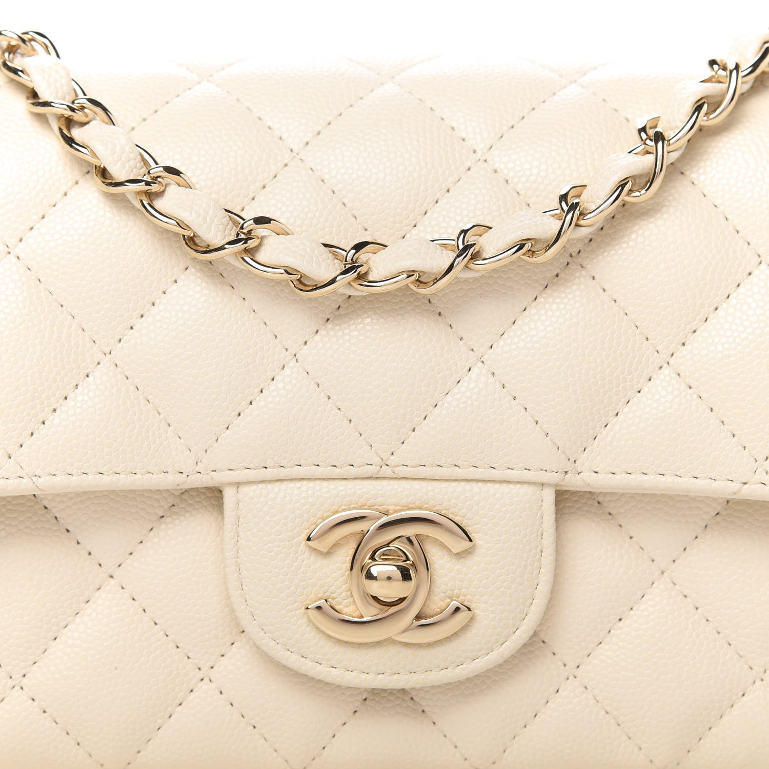 Chanel Caviar Quilted Mini Rectangular Flap White 10 of 11