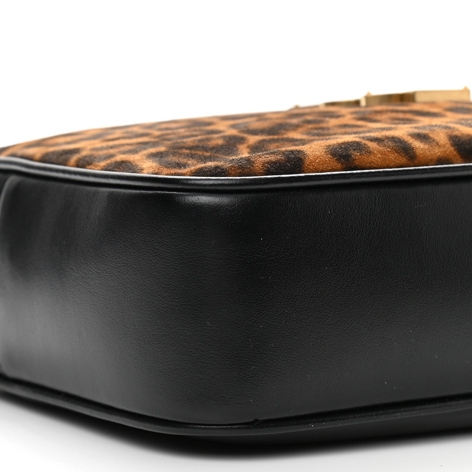 Saint Laurent Calfskin Leopard Print Monogram Lou Camera Bag Black 9 of 10