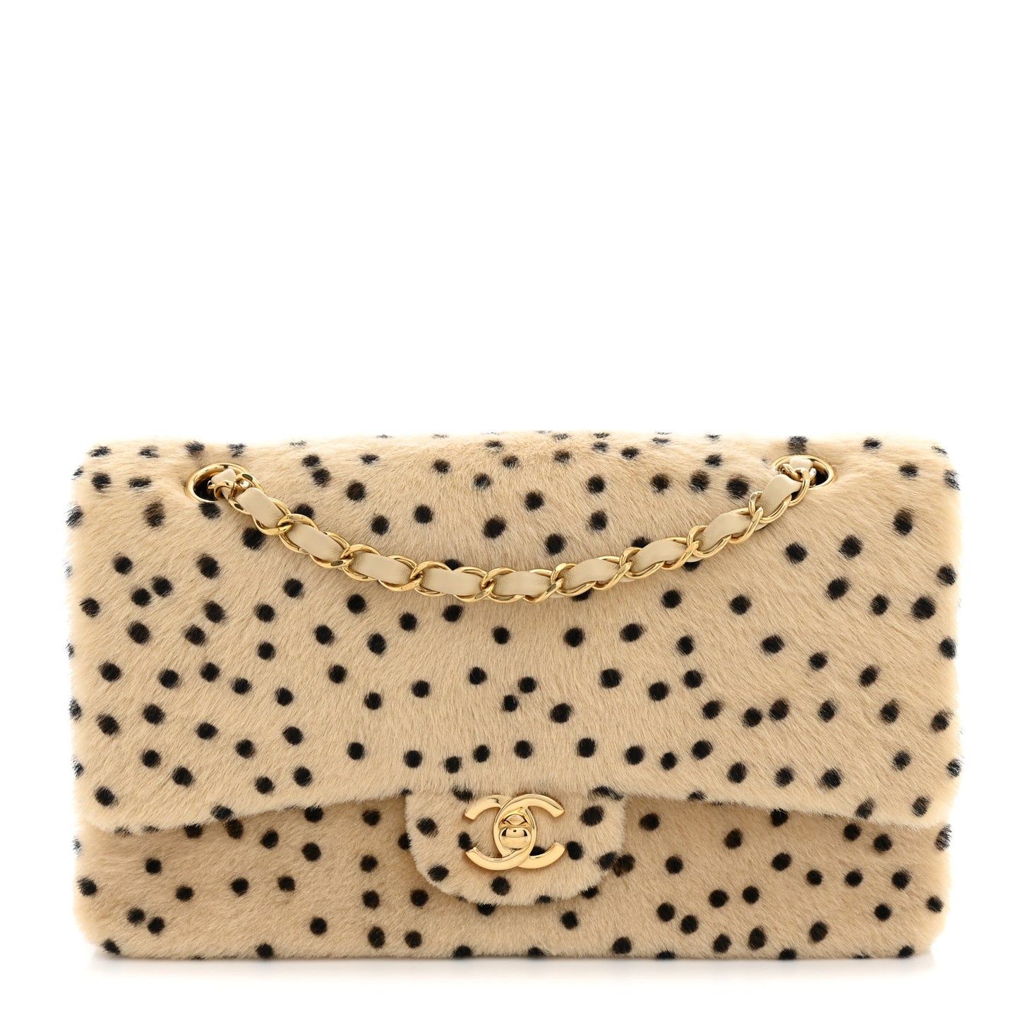 Pony Hair Cheetah Printed Creative Fabrics Flap Light Beige Black
