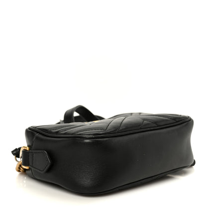Gucci Calfskin Matelasse Mini GG Marmont Chain Shoulder Bag Black 4 of 12