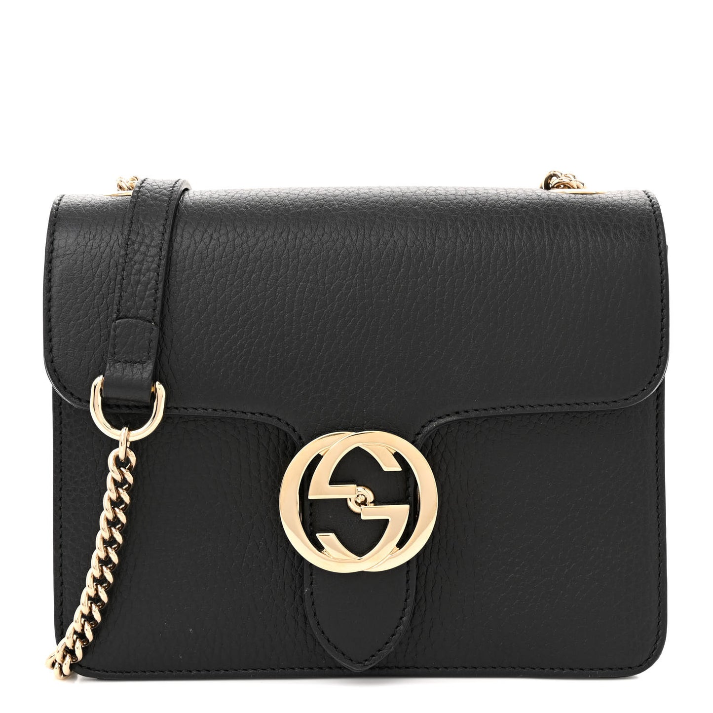 Dollar Calfskin Small Interlocking G Shoulder Bag Black